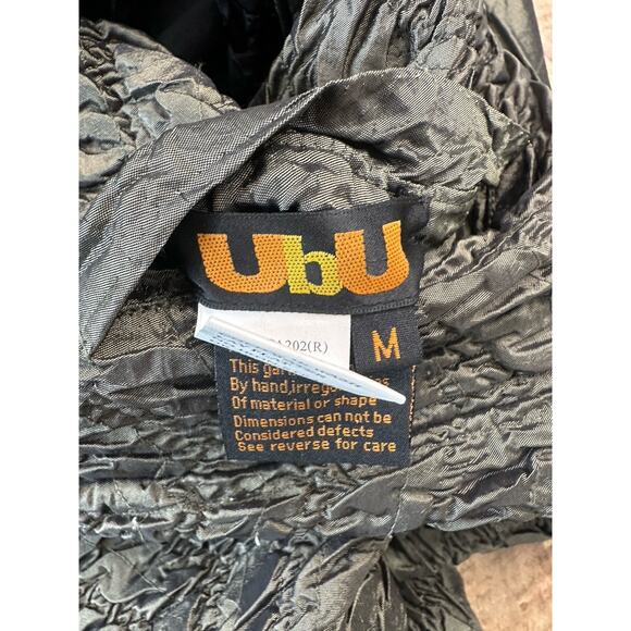 UBU Women's Reversible Zip Coat Stretchy Crinkle Jacket Olive Green Black Sz M - Picture 8 of 9